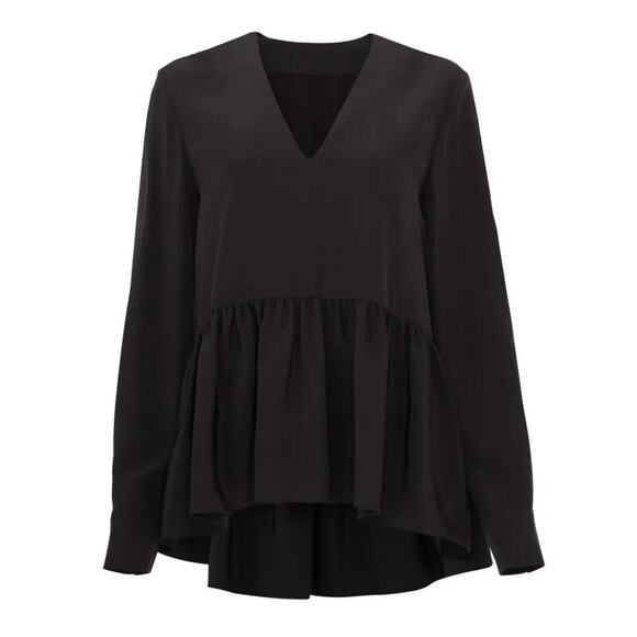 Tibi Black Silk Peplum Top 6 - Picture 3 of 9